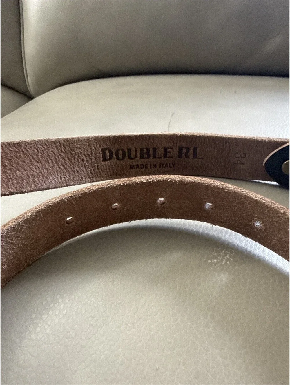 RRL Double RL Distressed Black Leather Belt Made in Italy Size 34 Width 1 inch